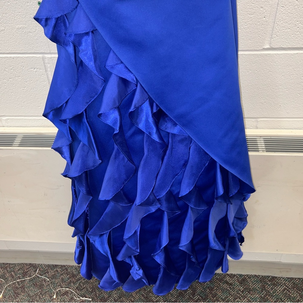 Jump apparel, royal blue prom dress, ruffle and rhinestone details - Picture 5 of 8